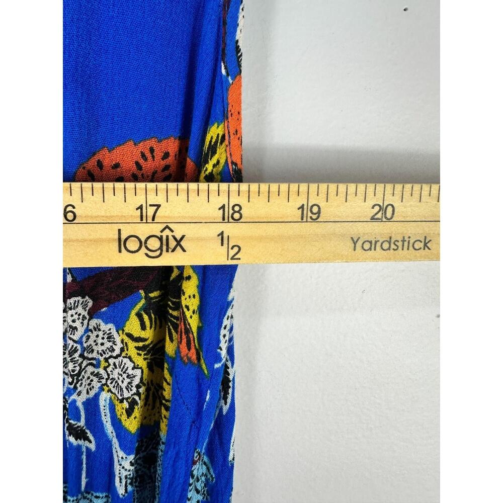 Band Of Gypsies Floral Maxi Dress Womens Medium Blue Faux Wrap Boho Whimsical - Picture 4 of 6